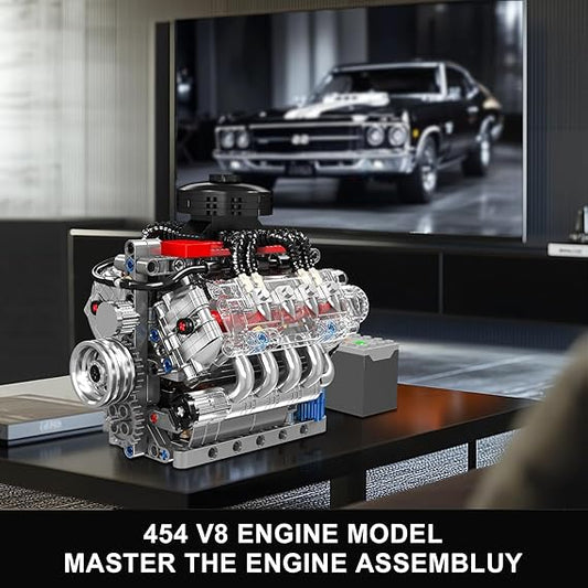 Mould King 10171 V8 Engine Model Kit - 487 Pcs to Build Your Own Mini Engine That Works - DIY STEM Project for Kids/Teens, Hobby Building Blocks Kit for Adults
