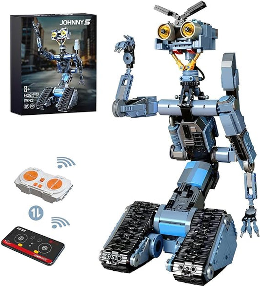 1176 Pieces Johnny 5 Robot Building Set with Remote Control, Short Movie Building Blocks Toy, Compatible for Lego Adults, Rechargeable Technic Robotics Figure Model Kit, Gift for Father's Day